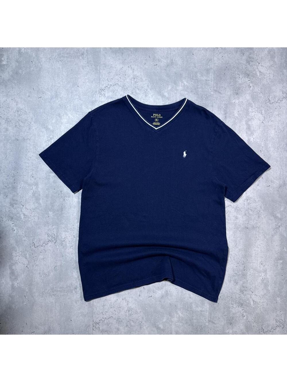 Y2K Polo Ralph Lauren 00s V Neck Navy t shirt